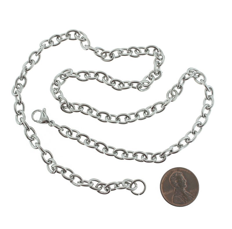 Stainless Steel Cable Chain Necklace 20" - 4.5mm - 1 Necklace - N565
