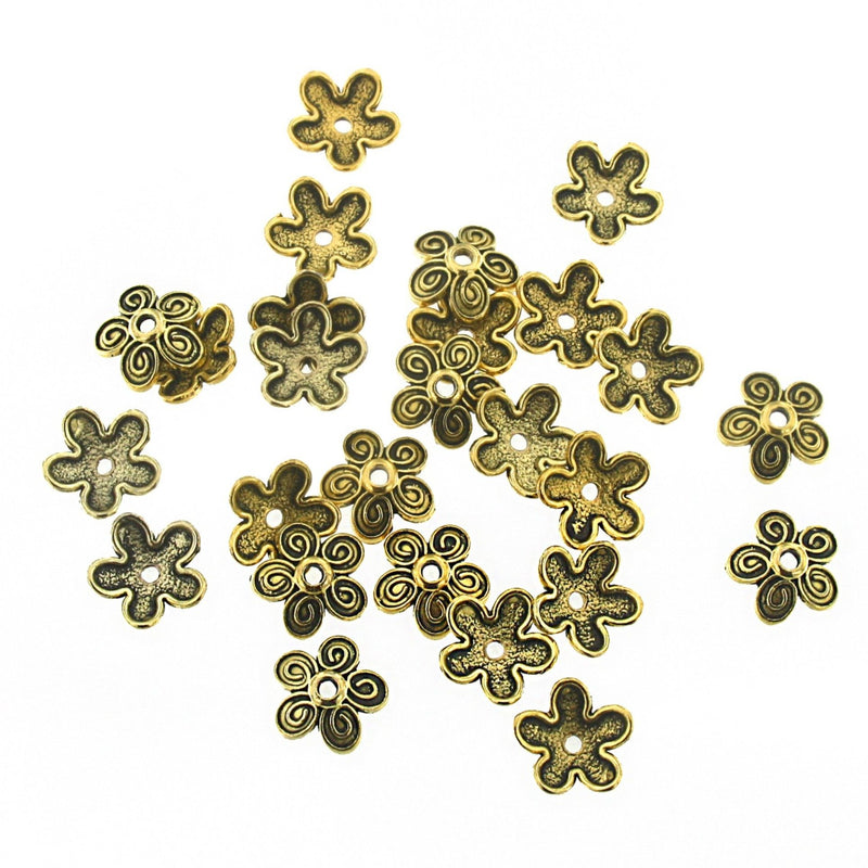 Antique Gold Tone Bead Caps - 10mm x 3.5mm - 200 Pieces - FD921