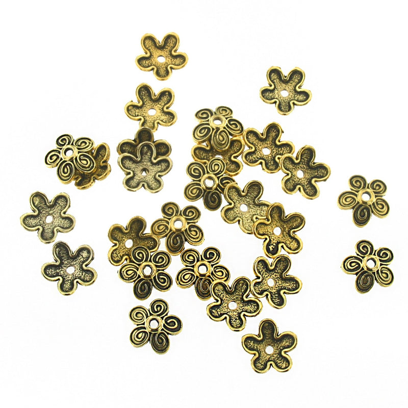 Antique Gold Tone Bead Caps - 10mm x 3.5mm - 50 Pieces - FD921