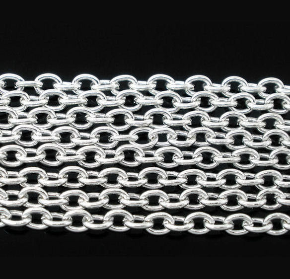 Bulk Silver Tone Cable Chain 32ft - 2.5mm - FD019