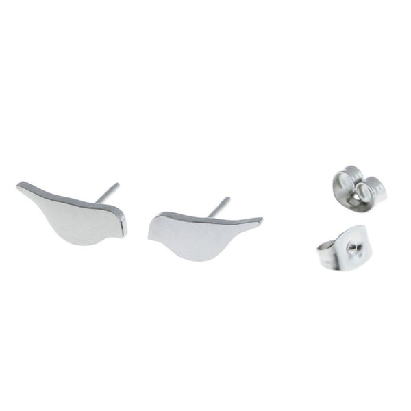 Stainless Steel Earrings - Bird Studs - 12mm x 5mm - 2 Pieces 1 Pair - ER178
