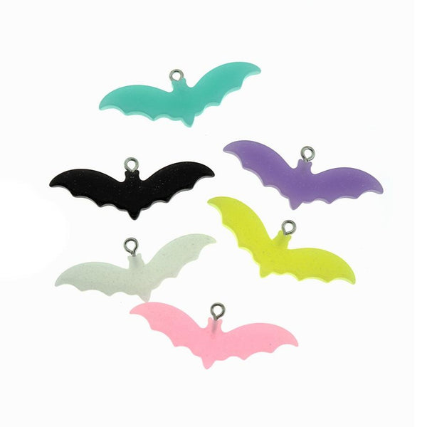 Assortiment de 4 breloques chauve-souris en résine scintillante - K063