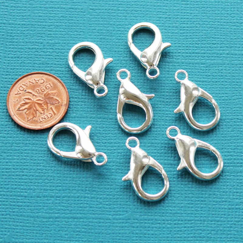Silver Tone Lobster Clasps 21mm x 12mm - 10 Clasps - FF207