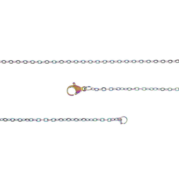 Collier de chaîne de câble en acier inoxydable plaqué arc-en-ciel 17" - 1,5 mm - 1 collier - N384