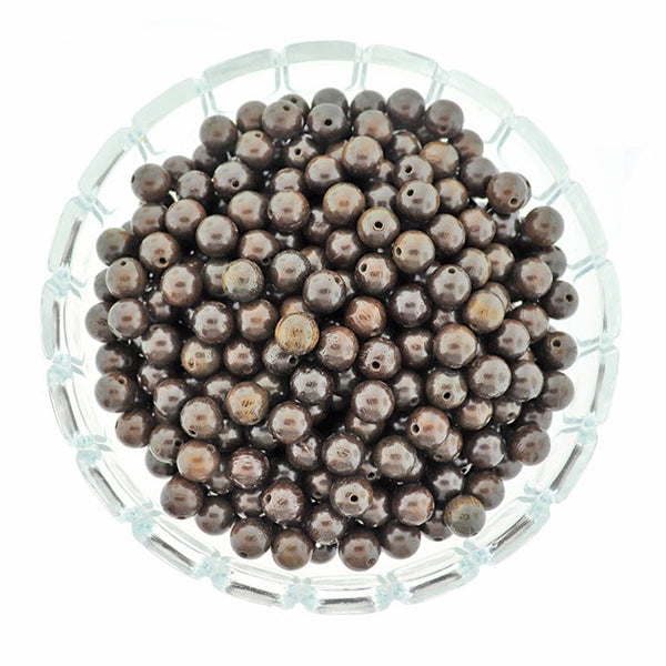 Perles Rondes en Bois 8mm - Marron Foncé - 100 Perles - BD1935