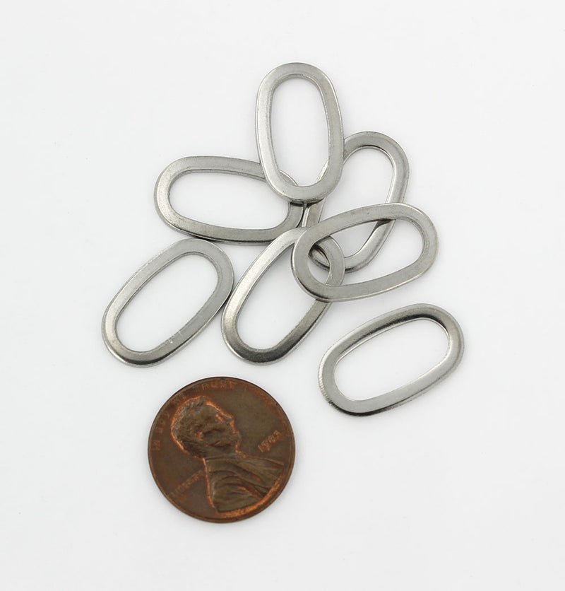 10 Oval Linking Rings Stainless Steel Charms - FD317