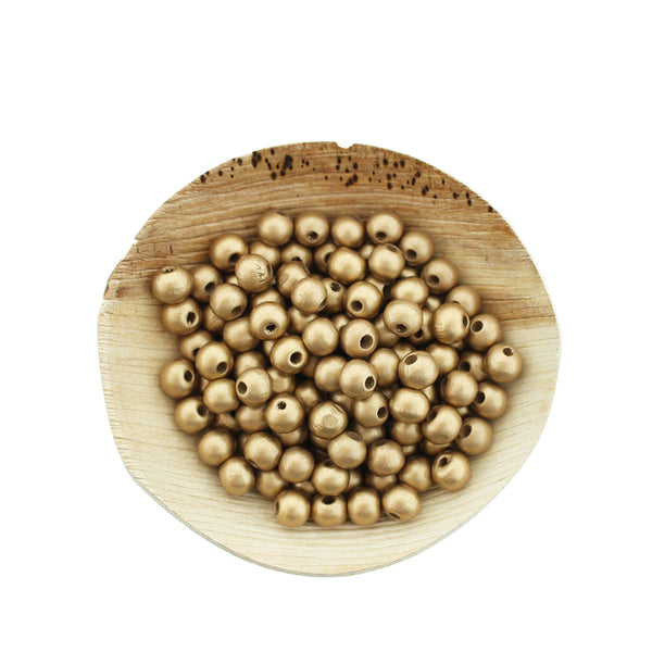 Perles rondes en bois 8mm - Or scintillant - 50 perles - BD2524