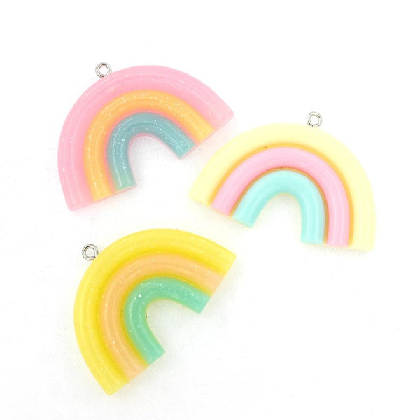 4 breloques en résine arc-en-ciel couleurs assorties 3D - K299
