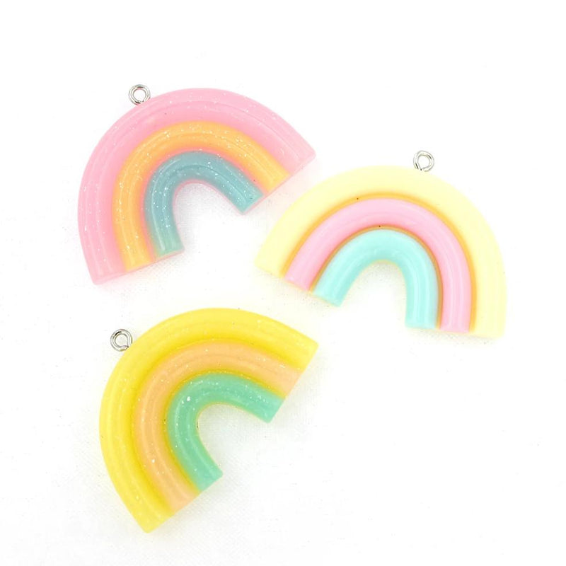4 Rainbow Resin Charms Assorted Colors 3D - K299
