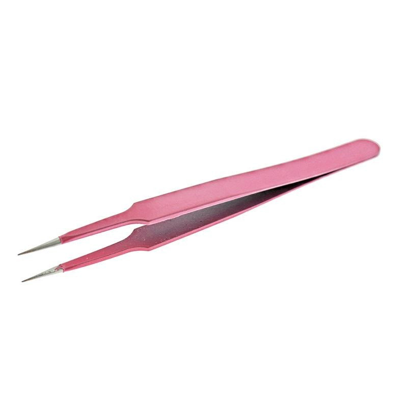 Stainless Steel Pink Enamel Beading Tweezers - TL081