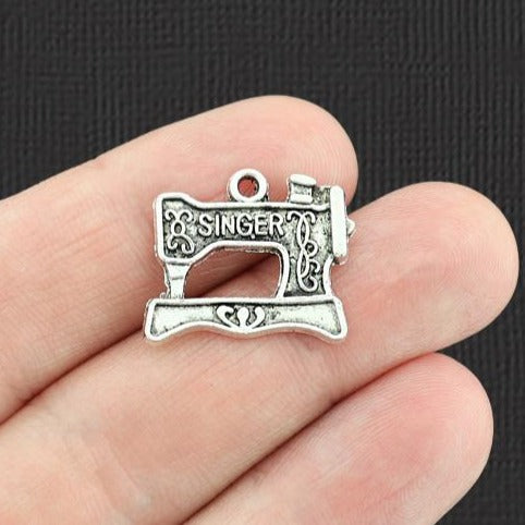 6 Sewing Machine Antique Silver Tone Charms - SC420