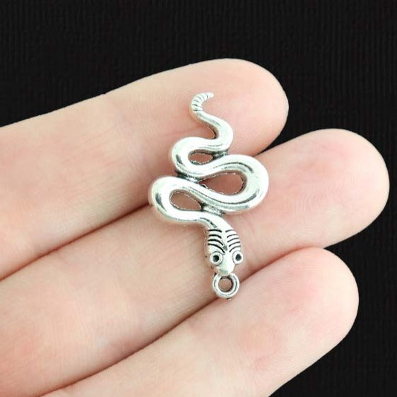 5 Snake Antique Silver Tone Charms - SC2011