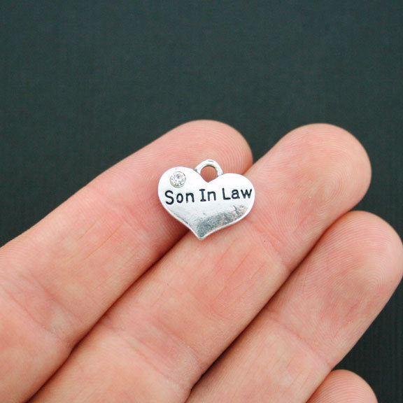 4 Son In Law Antique Silver Tone 2 Sided With Inset Rhinestones - SC4941