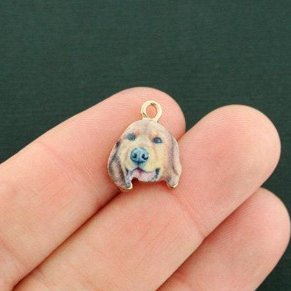 4 Dog Gold Tone Enamel Charms - E620