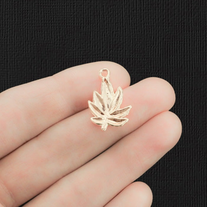 4 Weed Leaf Rose Gold Tone Charms - GC610