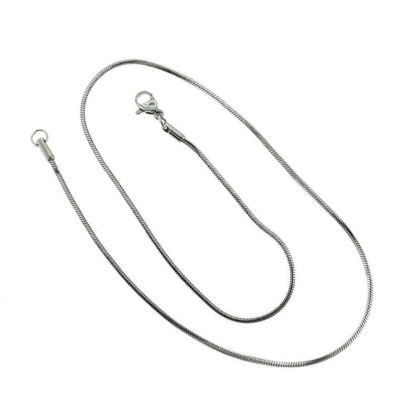 Stainless Steel Snake Chain Necklace 16" - 1.5mm - 5 Necklaces - N653