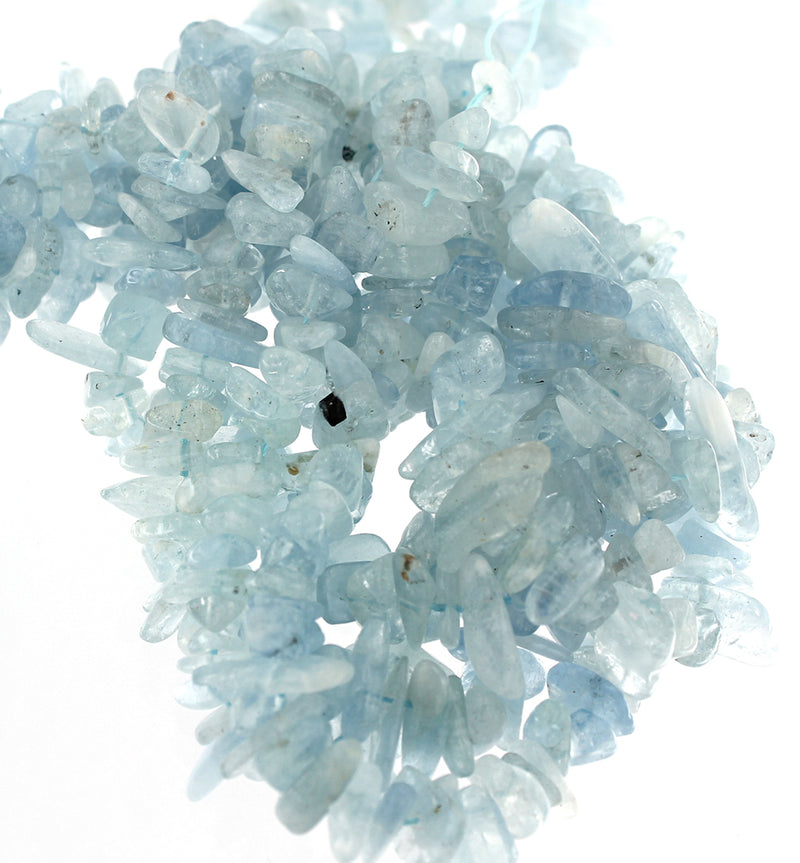 Chip Natural Aquamarine Beads 5mm - 14mm - Pastel Blues - 1 Strand 150 Beads - BD1683