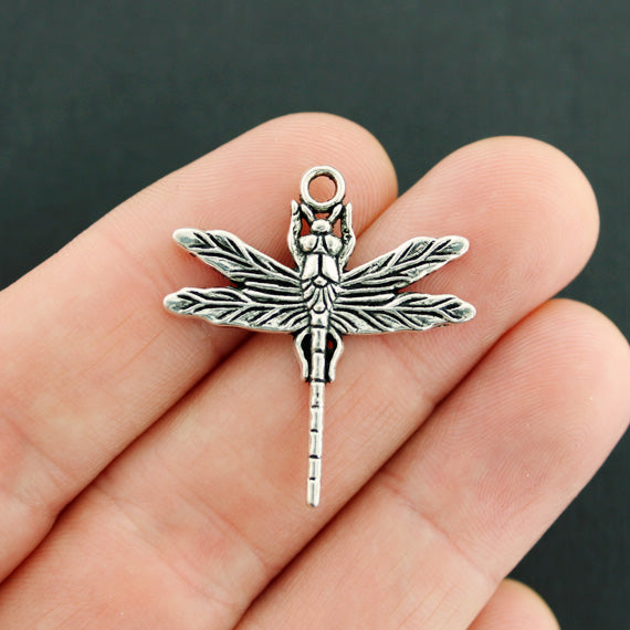 4 Dragonfly Antique Silver Tone Charms - SC5276