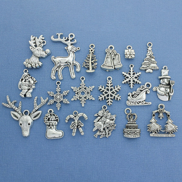 Christmas Charm Collection Antique Silver Tone 19 Different Charms - COL131H
