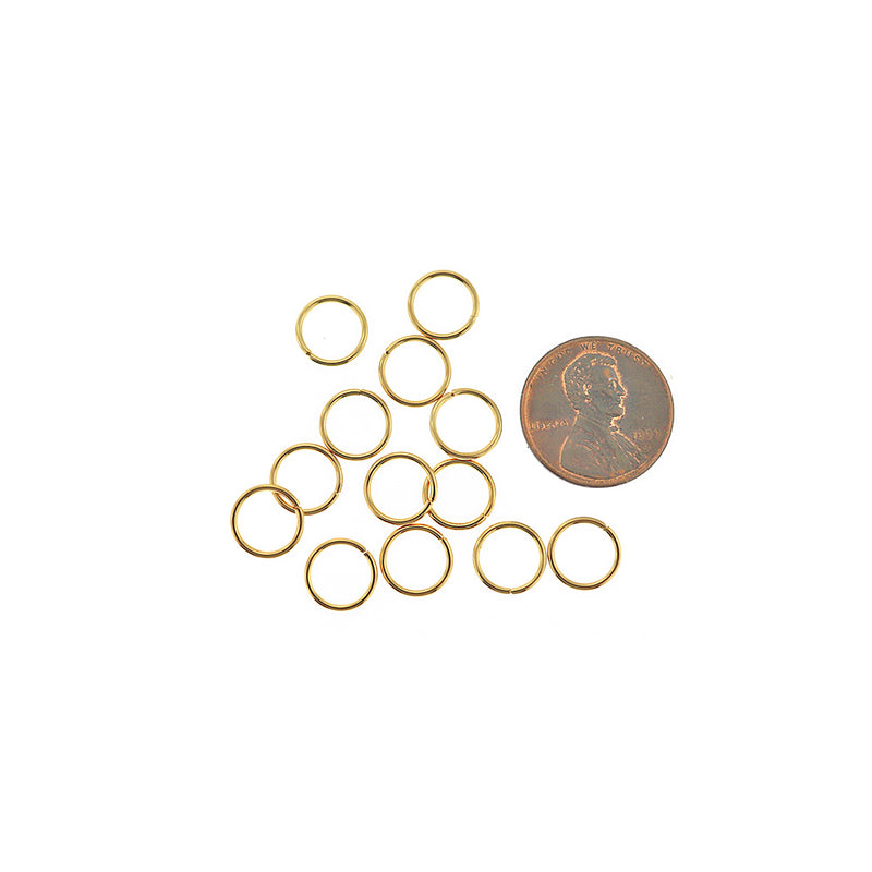 Gold Stainless Steel Jump Rings 9mm x 1mm - Open 18 Gauge - 25 Rings - SS072