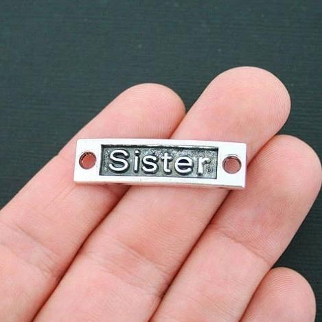 4 Sister Connector Antique Silver Tone Charms - SC4302