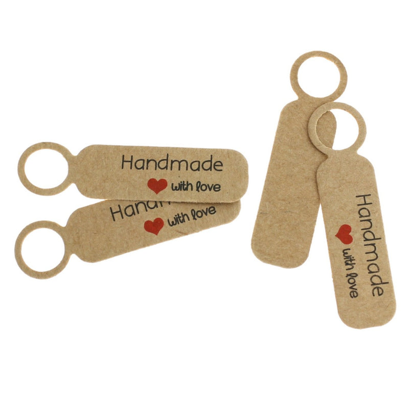40 Brown Paper Tags Handmade With Love - TL127