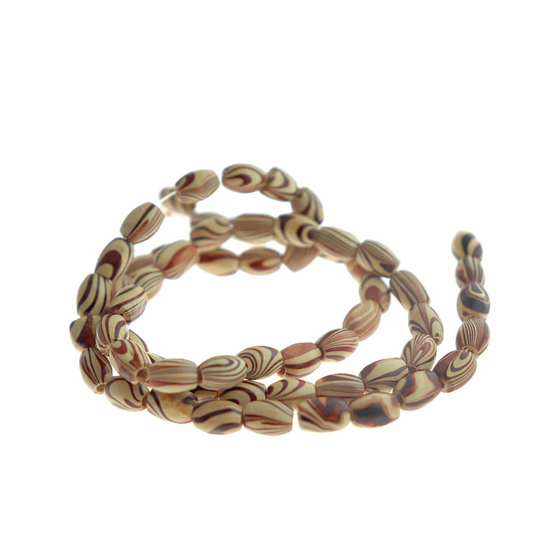 Spacer Wooden Beads 8mm - Brown Stripe - 1 Strand 60 Beads - BD2109