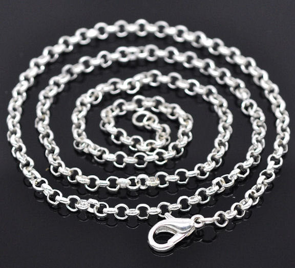 Silver Tone Cable Chain Necklaces 20" - 3mm - 6 Necklaces - N003