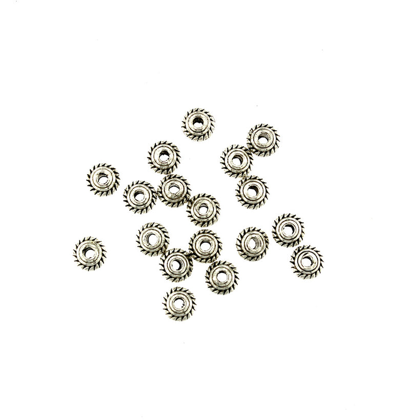 Bicone Spacer Beads 5mm x 3mm - Antique Silver Tone - 50 Beads - SC6680