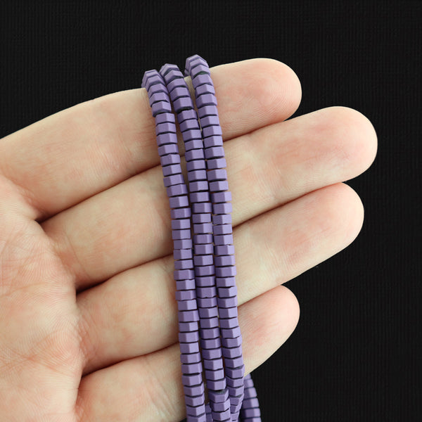 Octagon Hematite Beads 5mm - Purple - 1 Strand 180 Beads - BD1560