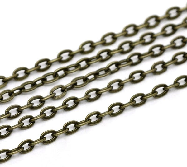 Bulk Antique Bronze Tone Cable Chain 32Ft - 2.5mm - FD147