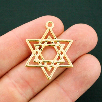 2 Star of David Gold Tone Charms - GC978