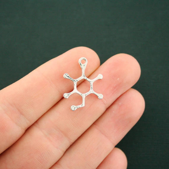 4 Glucose Molecule Silver Tone Charms - SC6397