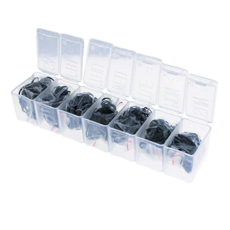 1375 Jump Rings Black Tone Assorted Sizes in Handy Storage Box - TL038