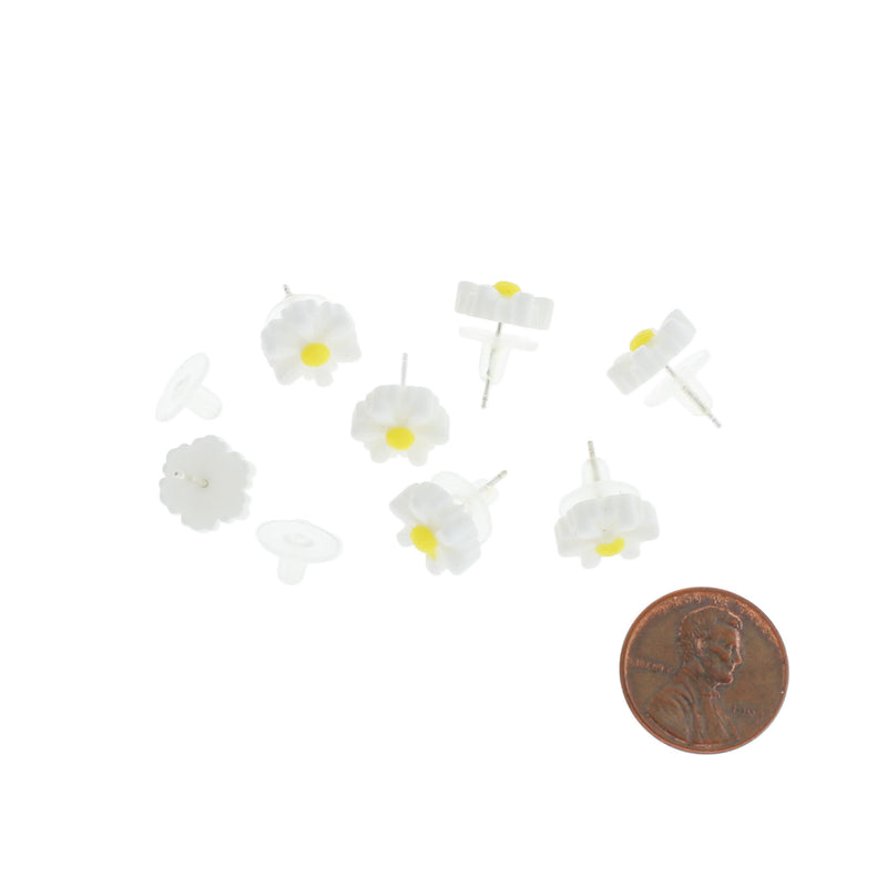 Daisy Flower Earring Studs - 12mm - 2 Pieces 1 Pair - ER253