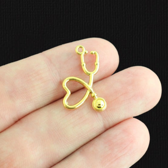 4 Stethoscope Gold Tone Charms - GC132