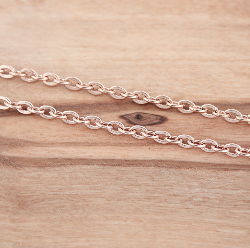Rose Gold Stainless Steel Cable Chain Necklace 24" - 3mm - 10 Necklaces - N540