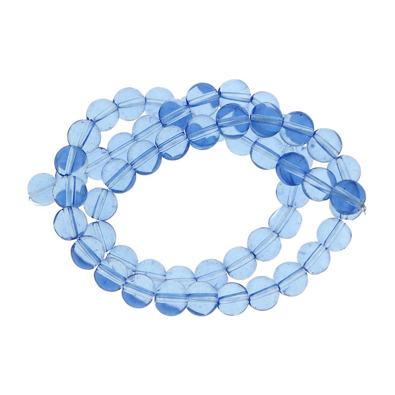 Perles Rondes en Verre 8mm - Bleu Bleuet - 1 Rang 51 Perles - BD1233