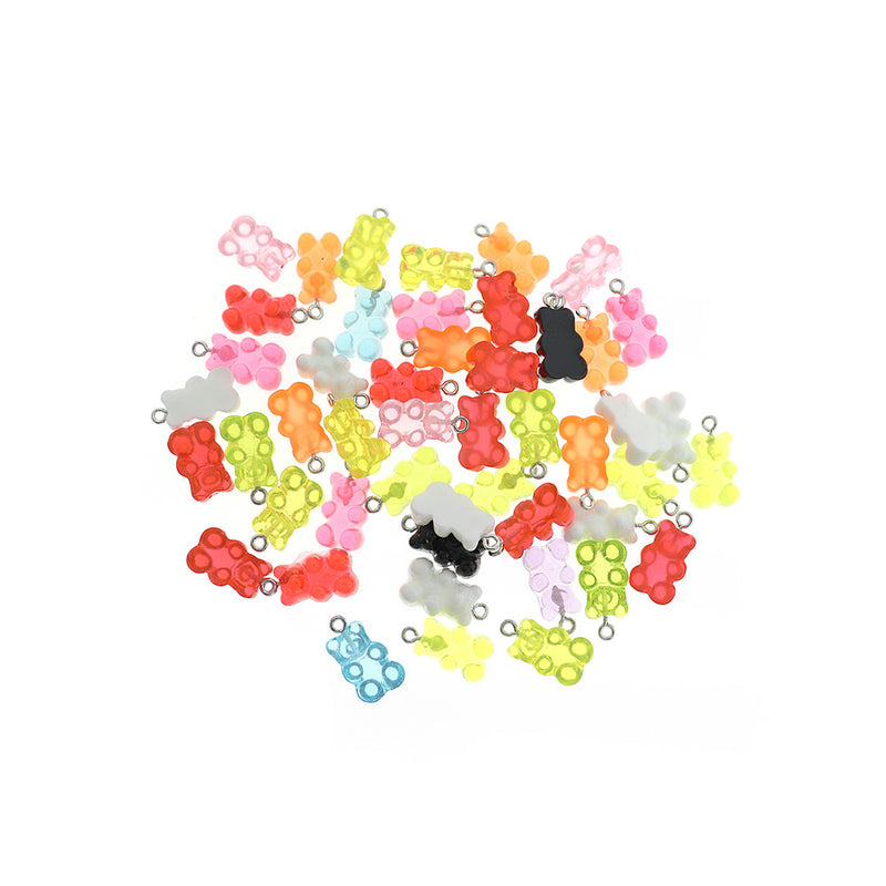 10 Assorted Candy Bear Resin Charms - K204