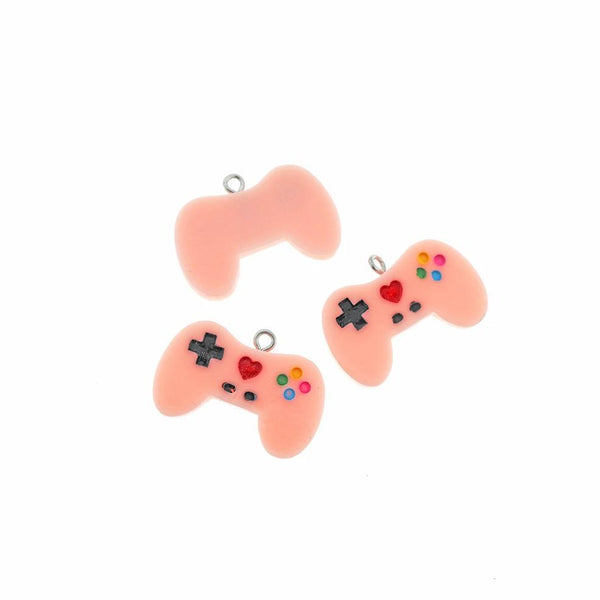 4 Pink Game Controller Acrylic Charms - K345