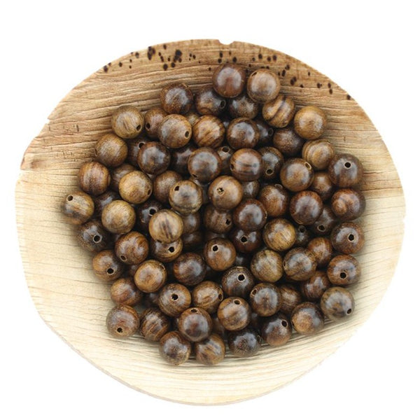 Perles Rondes en Bois 8mm - Marron Coco - 50 Perles - BD2624