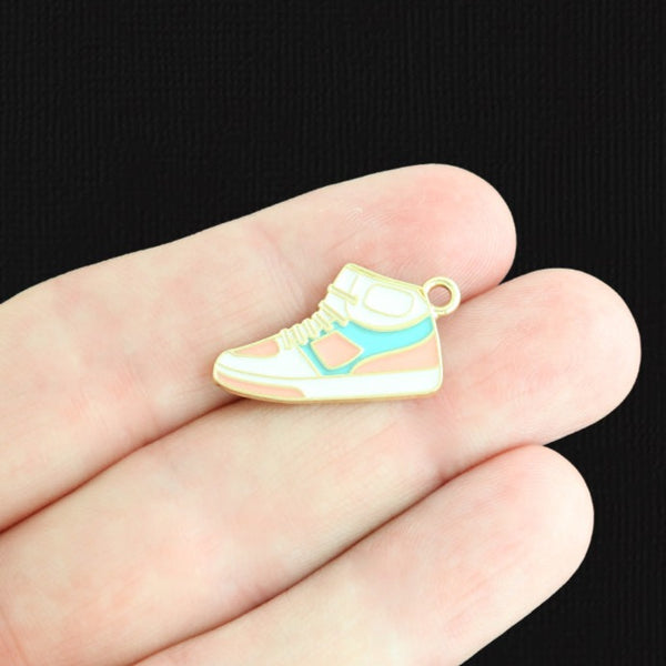 4 Sneaker Gold Tone Enamel Charms - E174