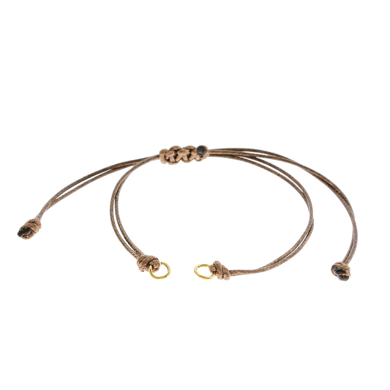 Base de bracelet de connecteur réglable en cordon polyester marron 5,5 - 9,5" - 0,7 mm - 5 bracelets - N800