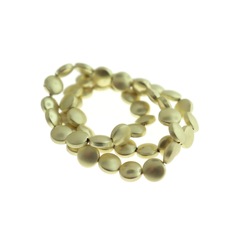 Perles Rondes Plates en Hématite Synthétique 8mm x 4mm - Or Givré - Perles 1 Rang - BD1178