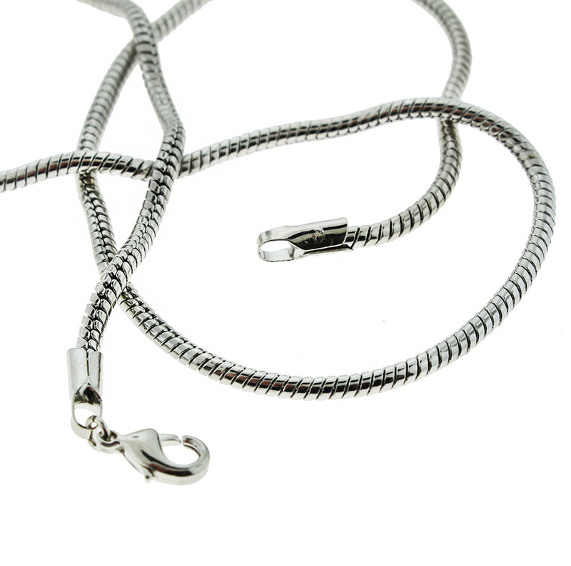 Silver Brass Snake Chain Necklace 18" - 2mm - 1 Necklace - N558