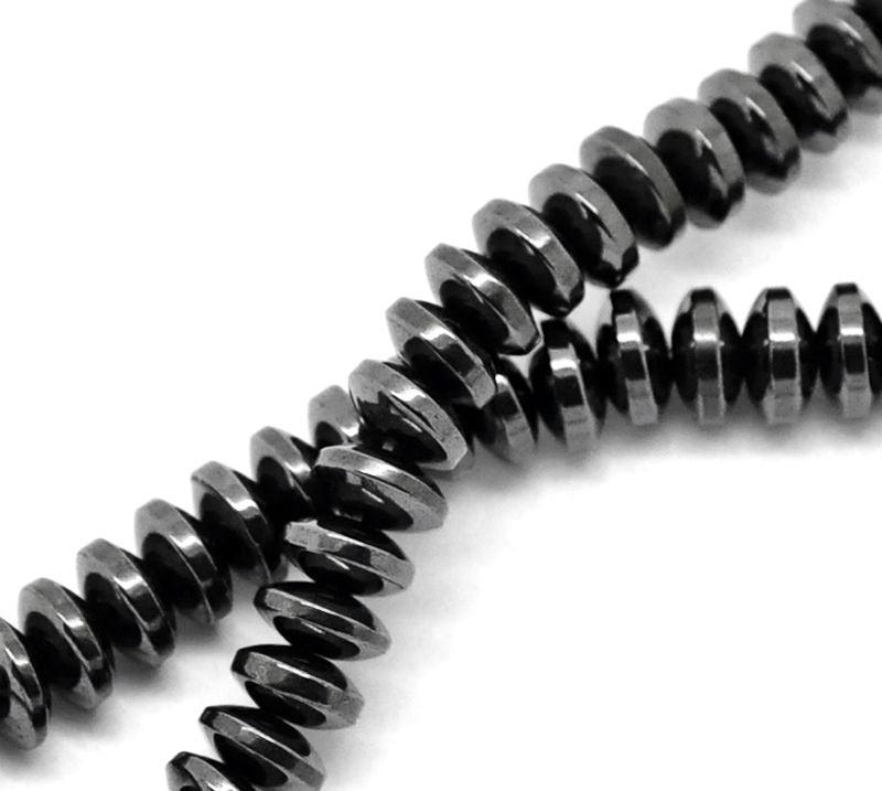 Rondelle Hematite Beads 8.5mm x 3mm - Gunmetal Black - 1 Strand 110 Beads - BD450