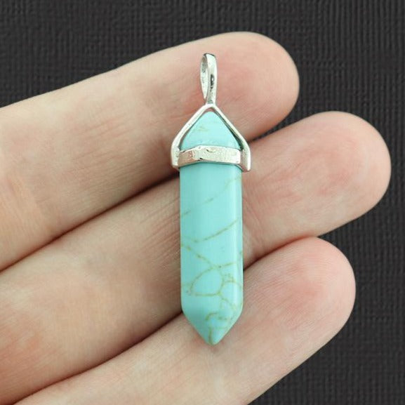 Imitation Turquoise Gemstone Crystal Point Pendant - GEM101