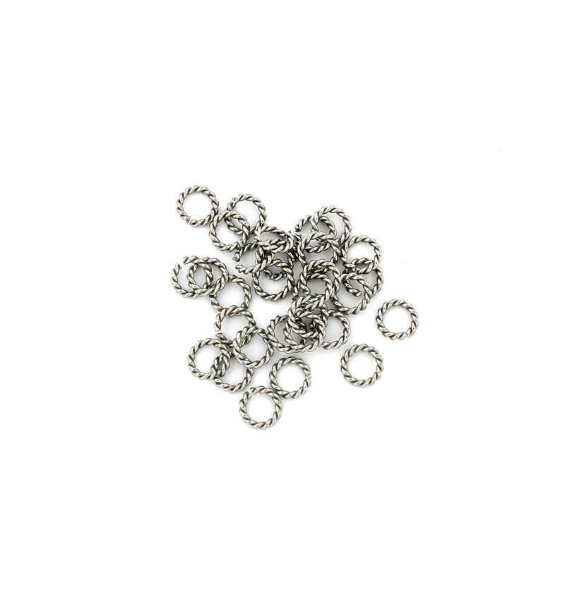 Anneaux de jonction en acier inoxydable 8 mm x 1,5 mm - Texture tressée de calibre 15 ouvert - 30 anneaux - J177
