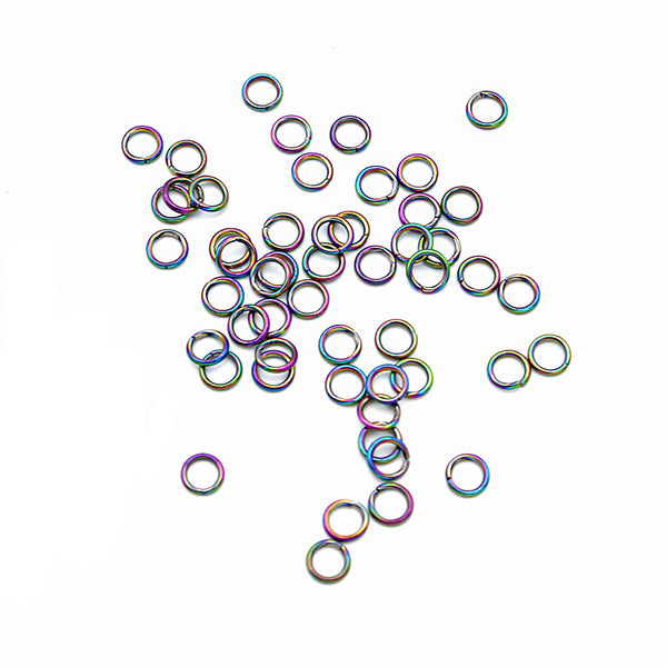 Rainbow Electroplated Stainless Steel Jump Rings 5mm x 0.8mm - Open 20 Gauge - 20 Rings - SS059