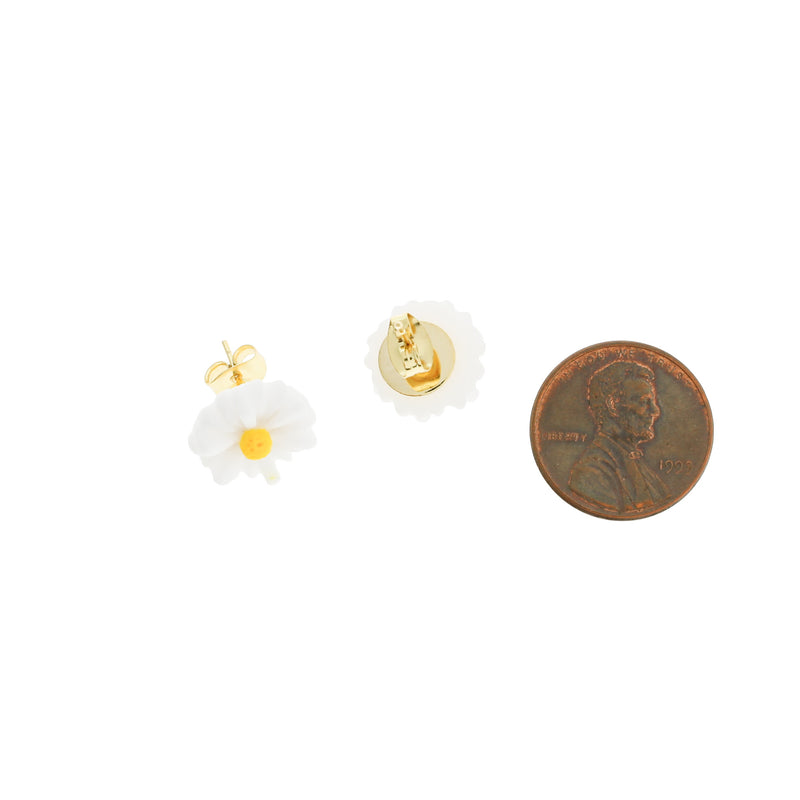 Daisy Stainless Steel Earring Studs - 13mm - 2 Pieces 1 Pair - Z035
